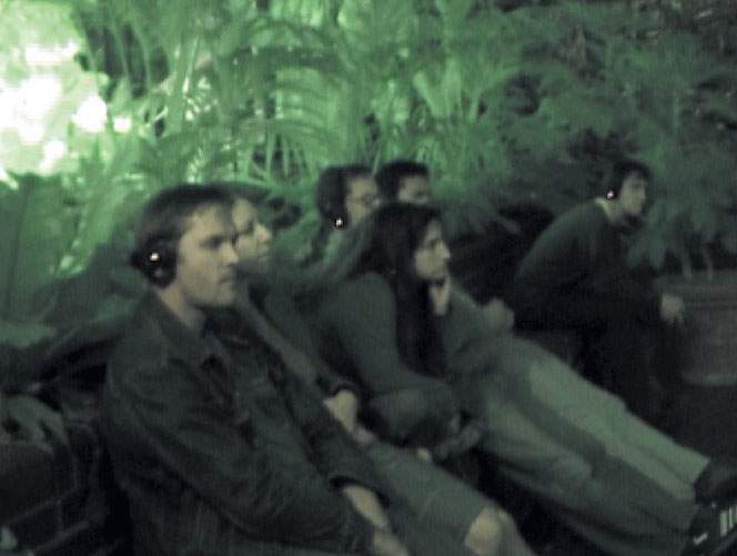 Audience members experience the first silent disco in London with Aphex Twin in the Barbican Conservatory