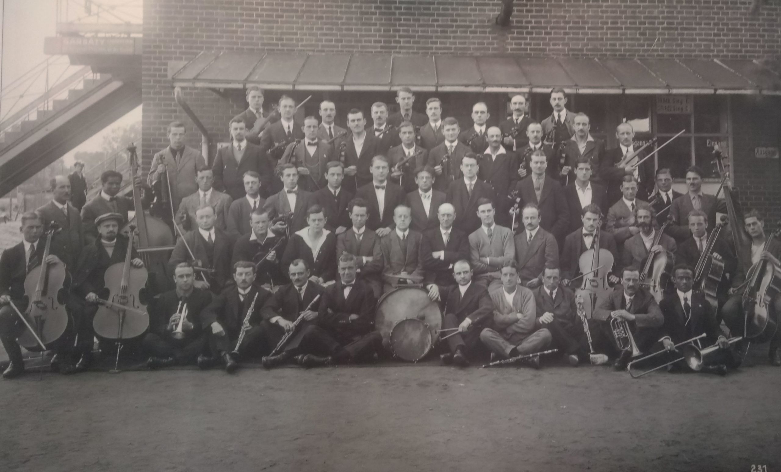 The band from Ruhleben camp, including Macmillan as one of the conductors in the centre
