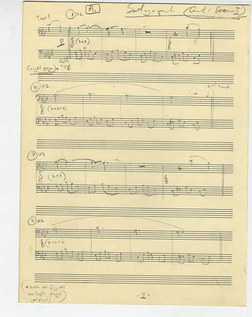 &#39;Satyagraha&#39; sketch by Philip Glass. Courtesy of Dunvagen Music Publishers