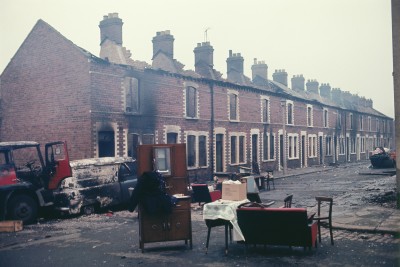 A street with houses destroyed in the clashes. Northern Ireland, (c1968) by Akihiko Okamura